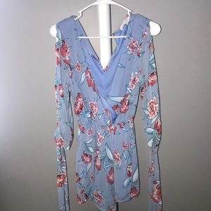 Blue floral romper